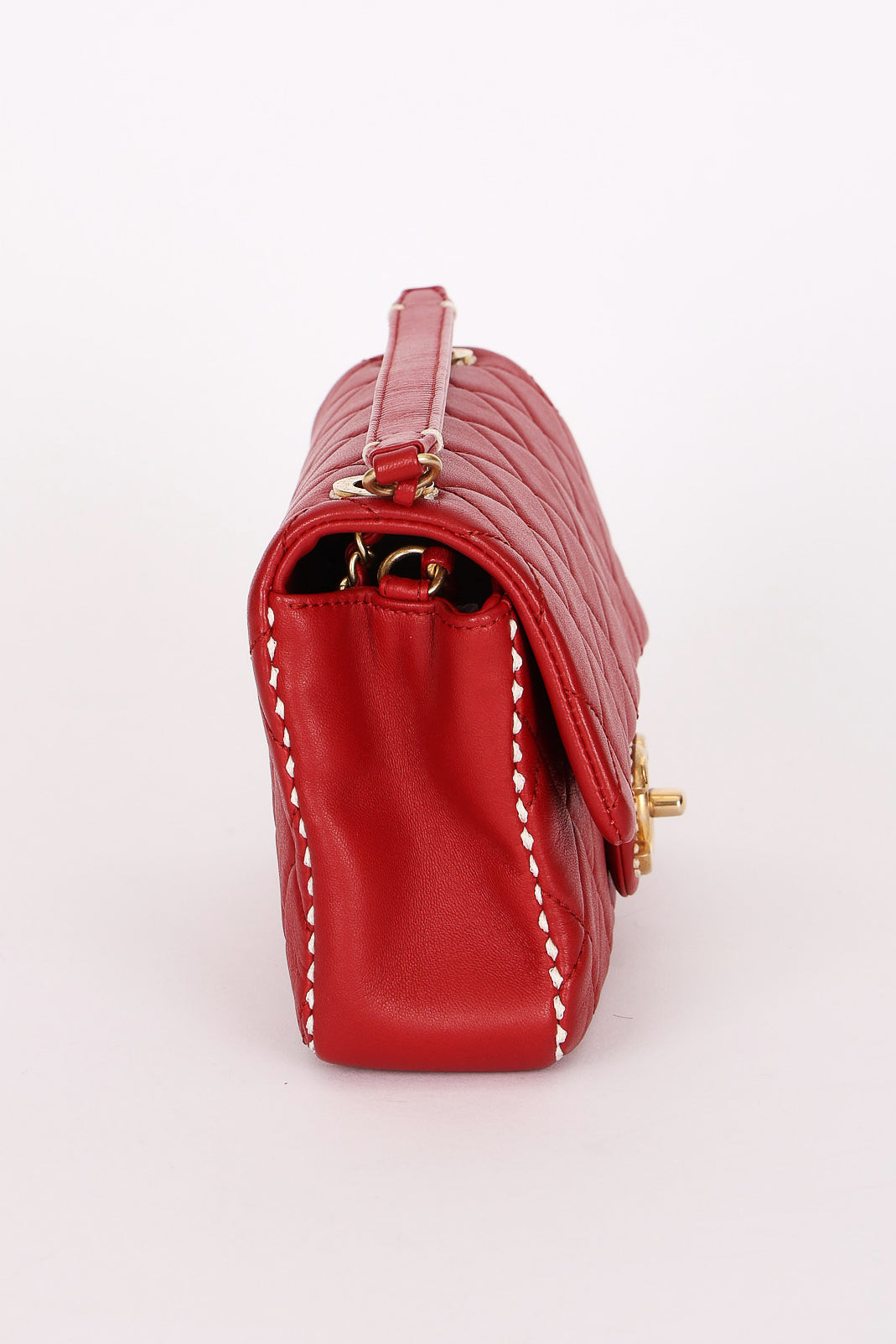 Chanel Stitched Edge Mini Rectangle Red Lambskin 2016 AGHW