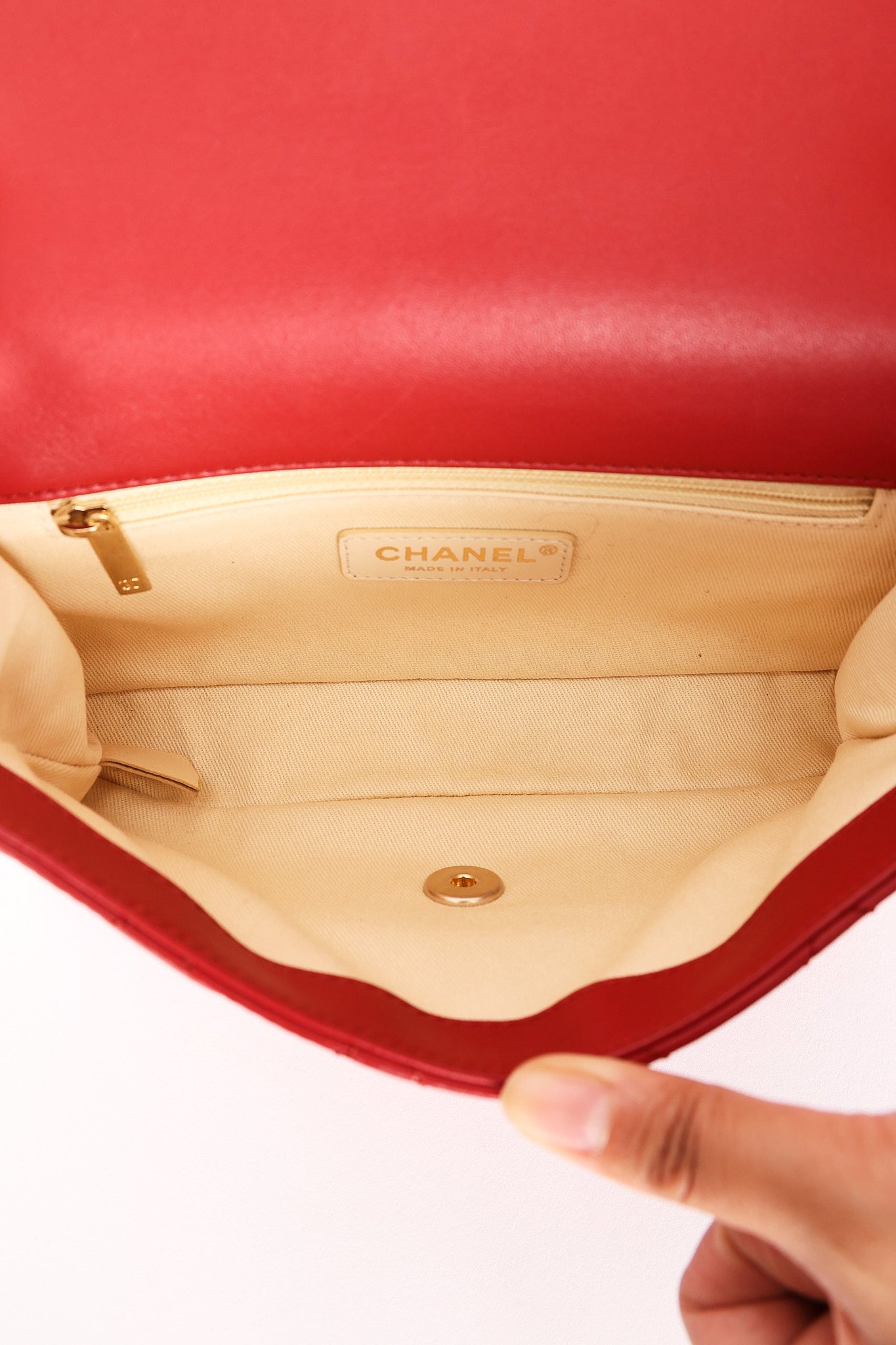 Chanel Stitched Edge Mini Rectangle Red Lambskin 2016 AGHW