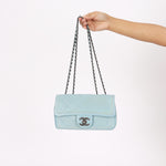 Chanel Single Flap Dusty Light Blue Calfskin RHW
