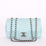 Chanel Single Flap Dusty Light Blue Calfskin 2015 RHW