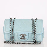 Chanel Single Flap Dusty Light Blue Calfskin RHW