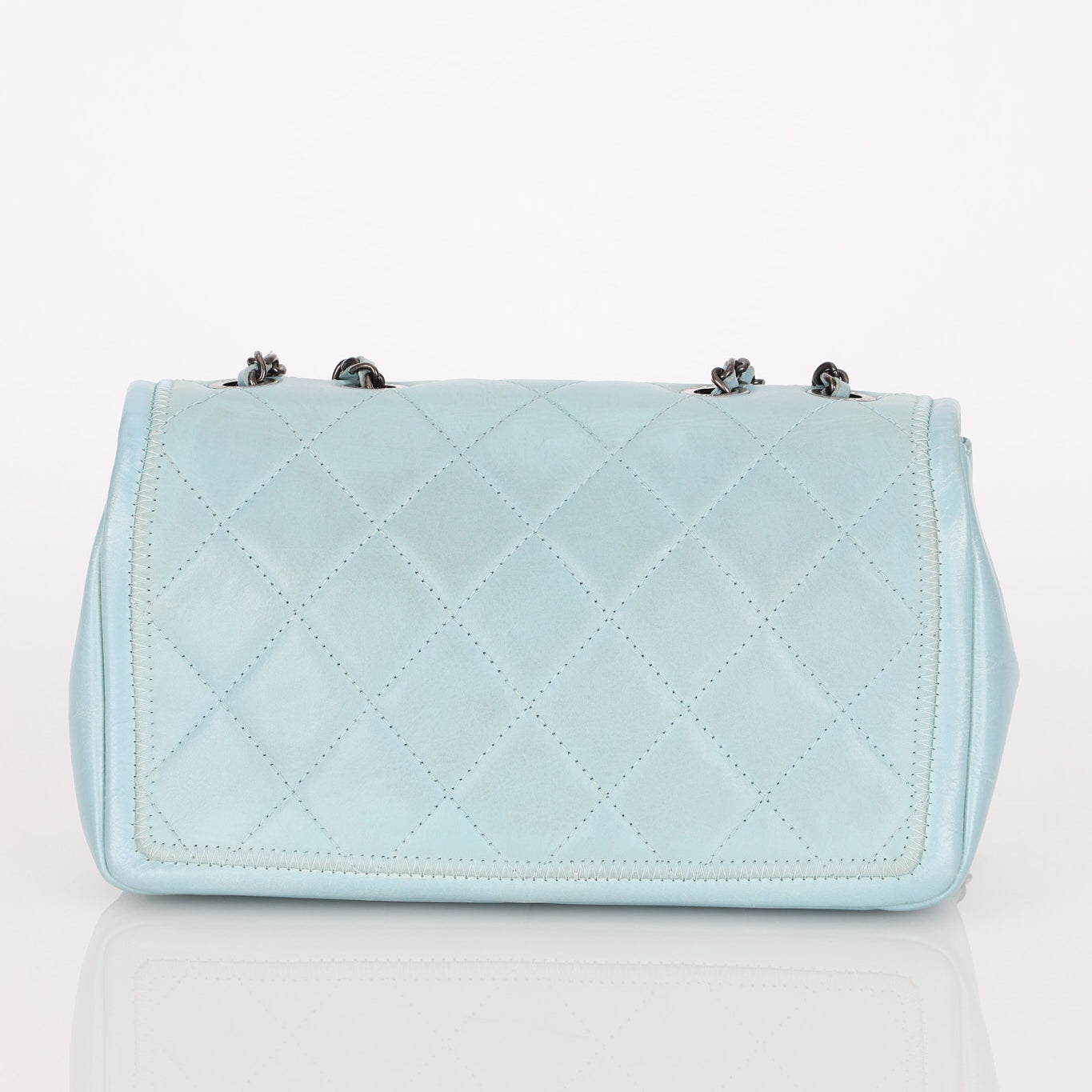 Chanel Single Flap Dusty Light Blue Calfskin RHW
