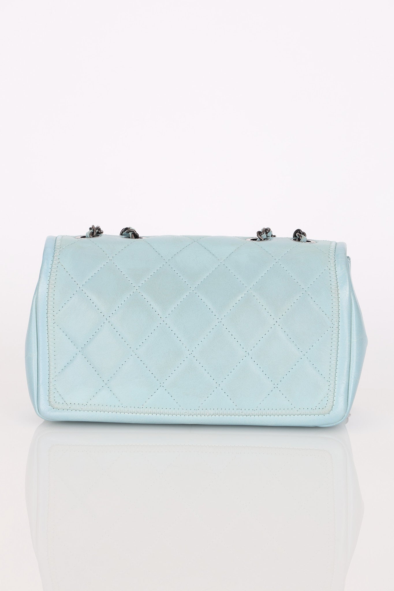Chanel Single Flap Dusty Light Blue Calfskin RHW
