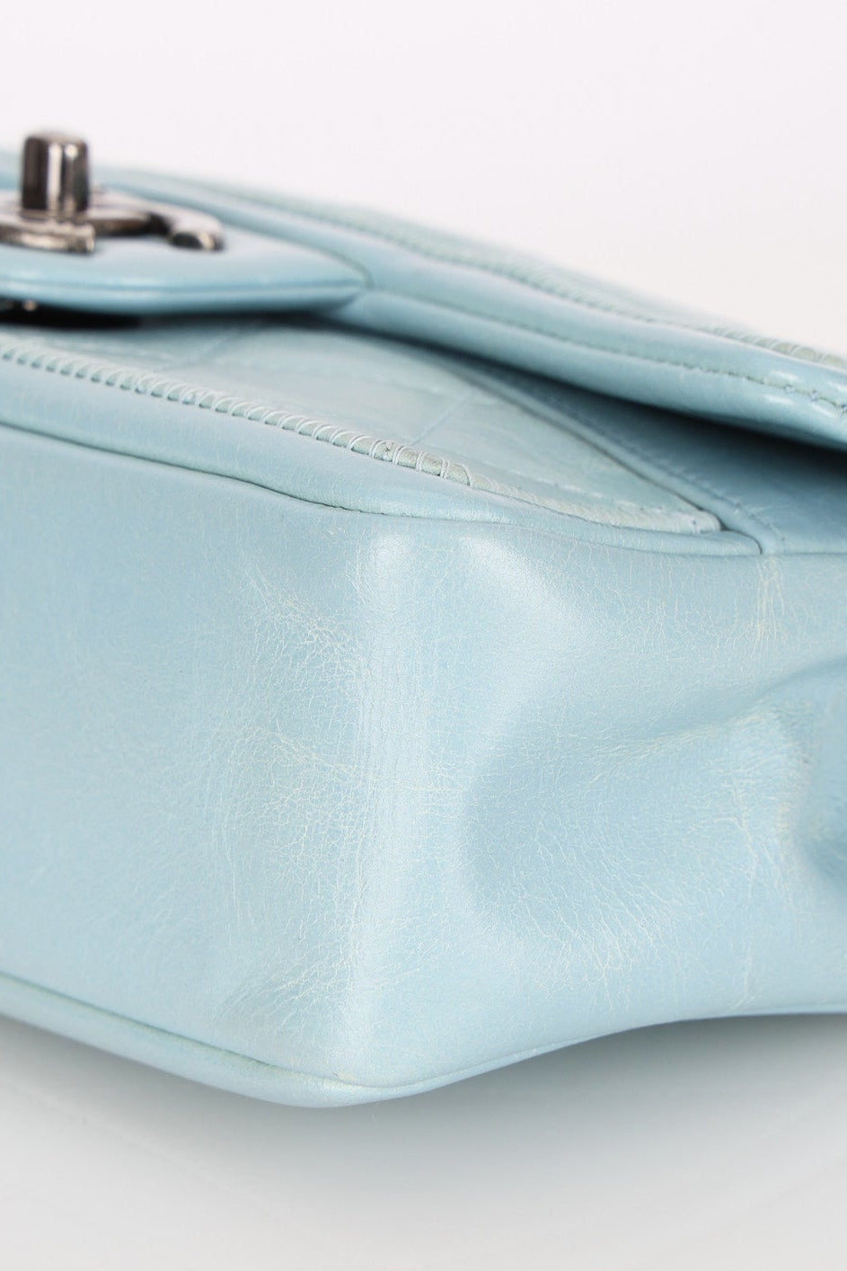 Chanel Single Flap Dusty Light Blue Calfskin RHW