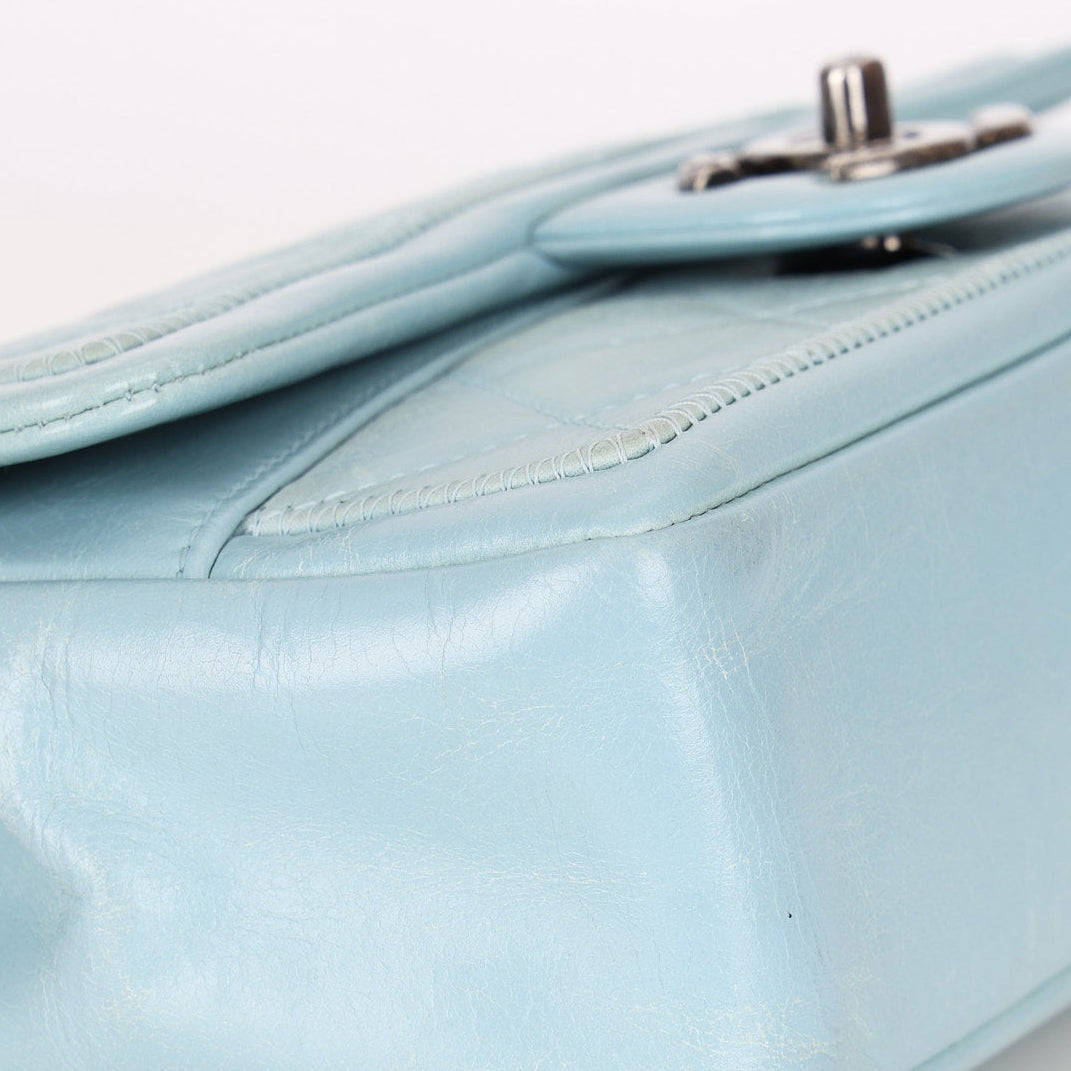 Chanel Single Flap Dusty Light Blue Calfskin RHW