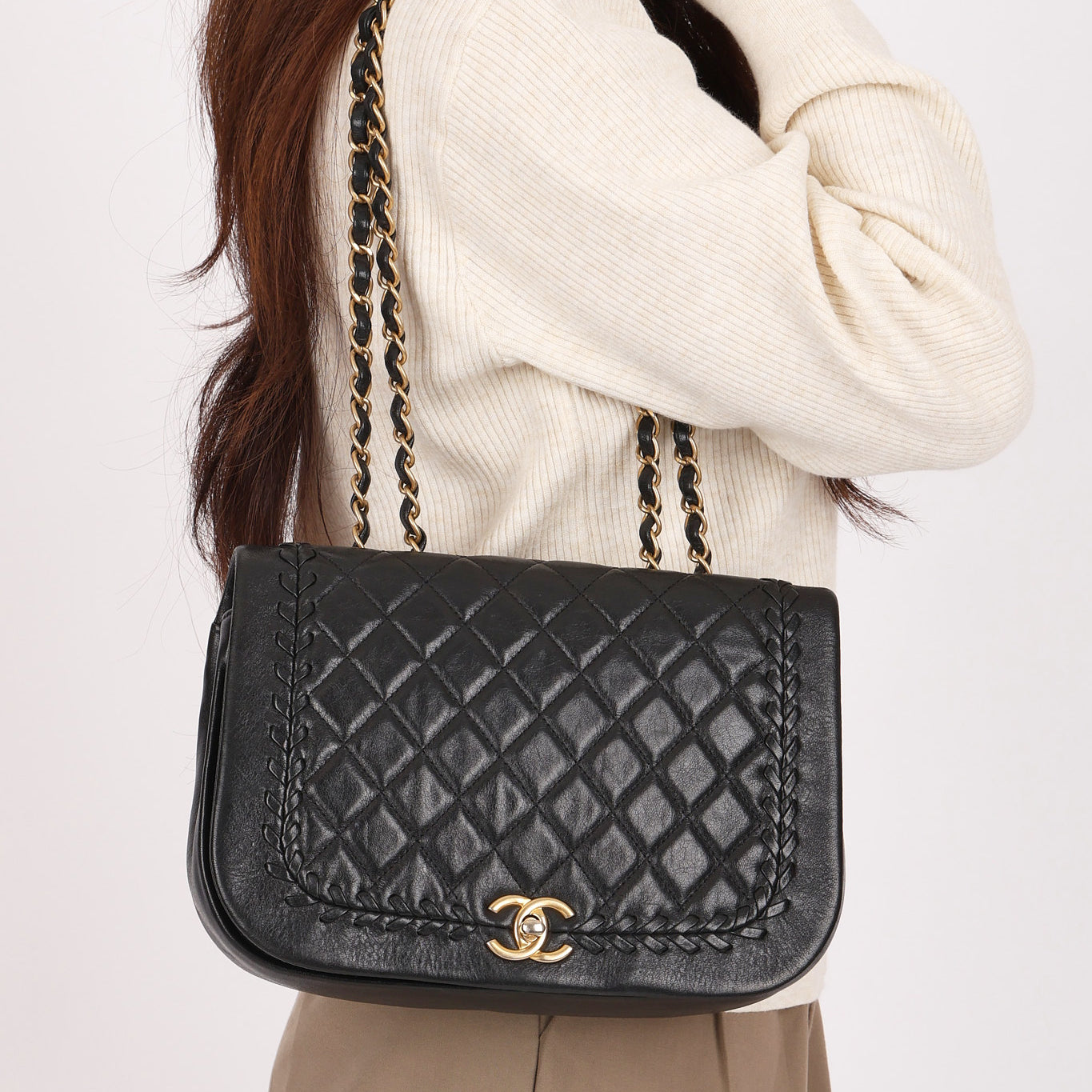 Chanel Braided Single Flap Black Calfksin AGHW