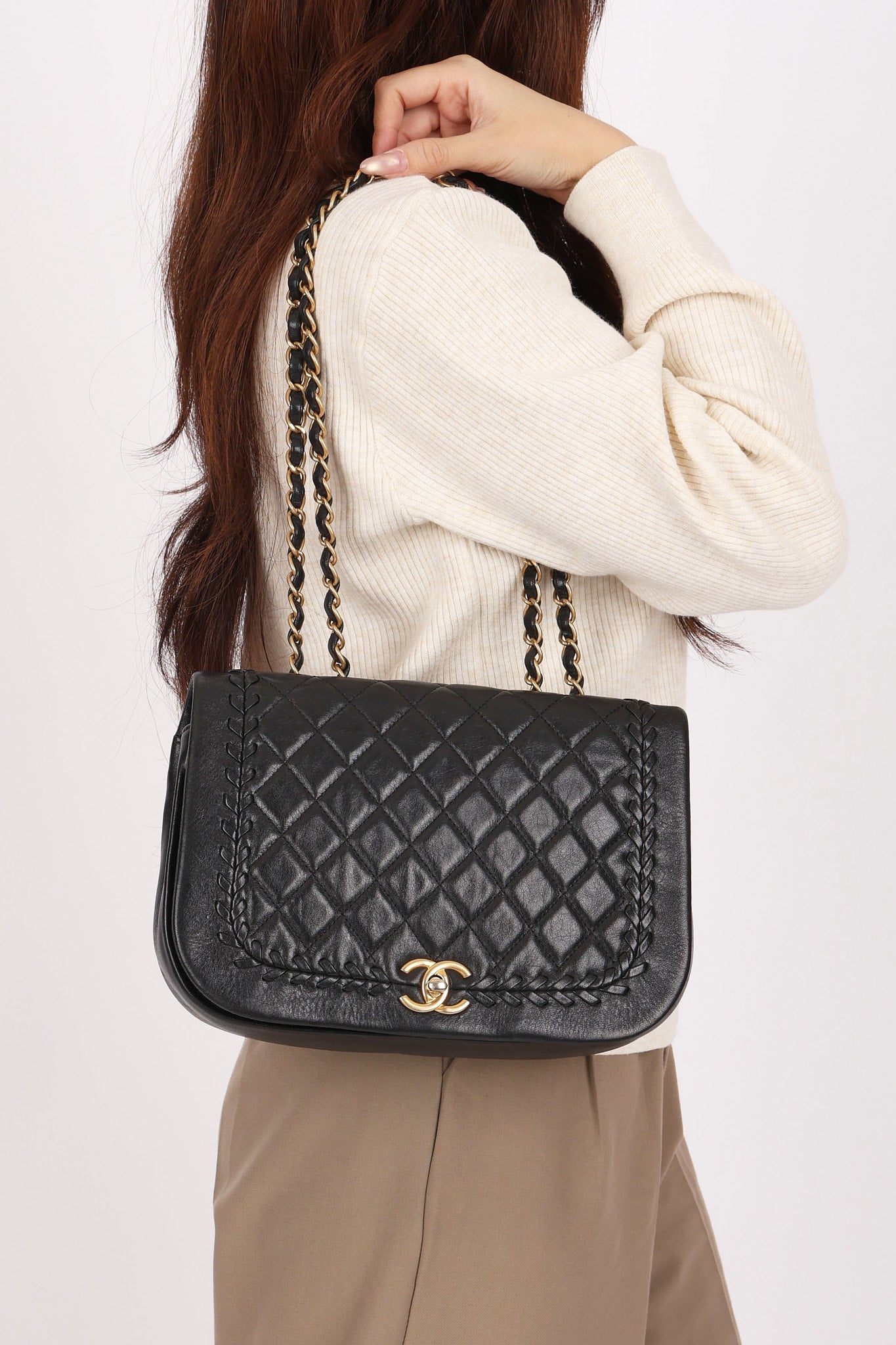 Chanel Braided Single Flap Black Calfksin AGHW