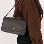 Chanel Medium Diana Flap Black Calfskin 24K GP