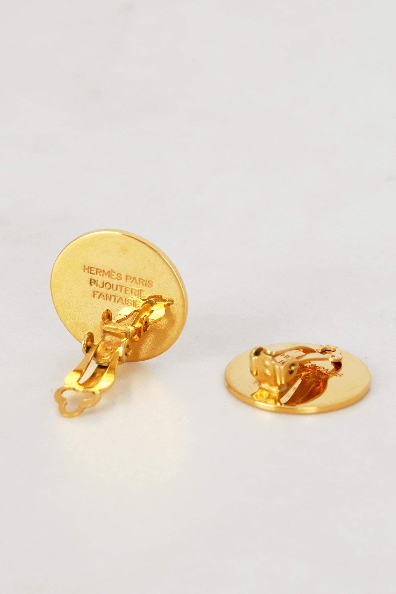 Hermès Gold Cleu De Selle Clip-On Earrings