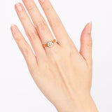 18K Yellow Gold & Diamond Ridged Floral Ring, Size US 5.75
