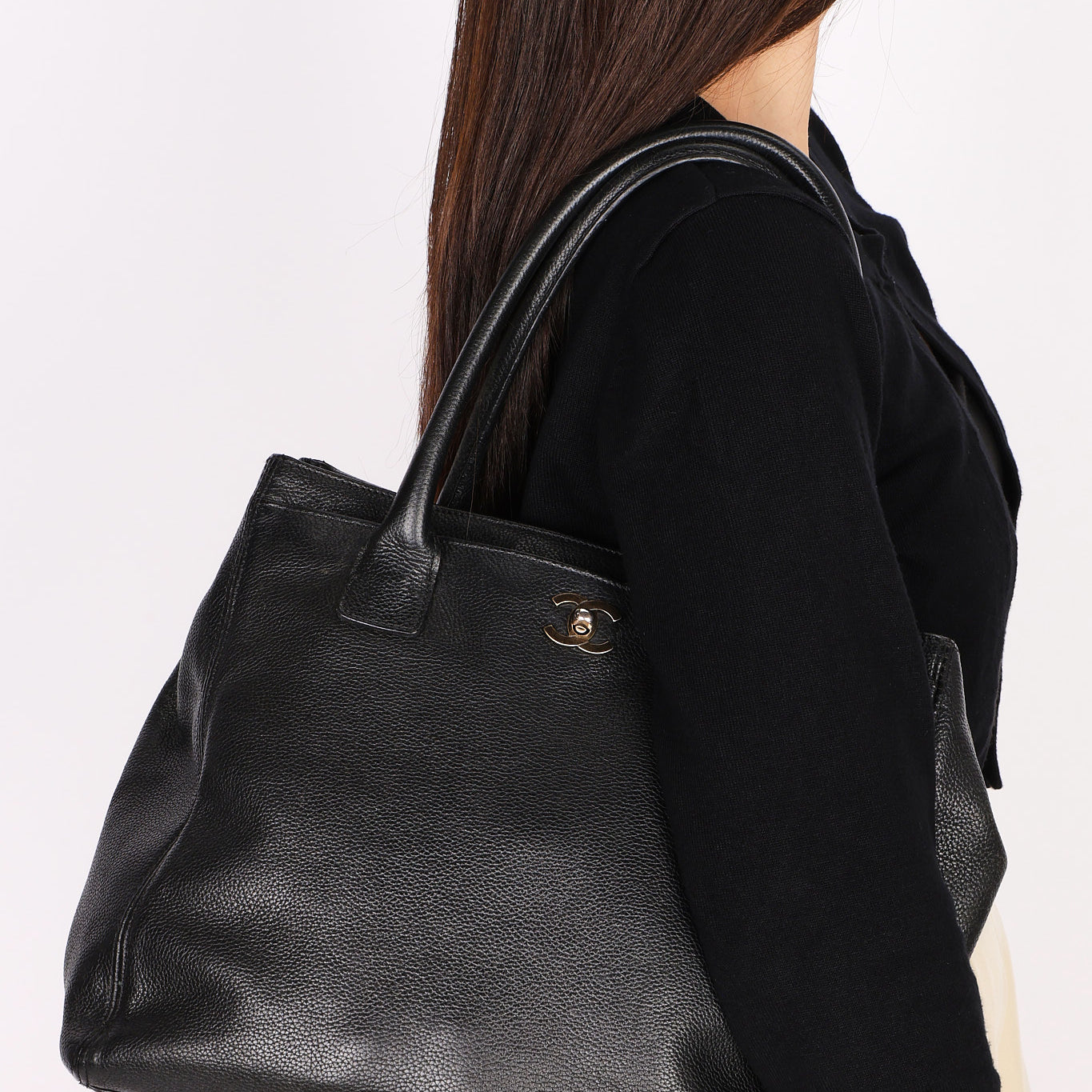 Chanel Tall Cerf Executive Shopping Tote Black Caviar 2001 RHW