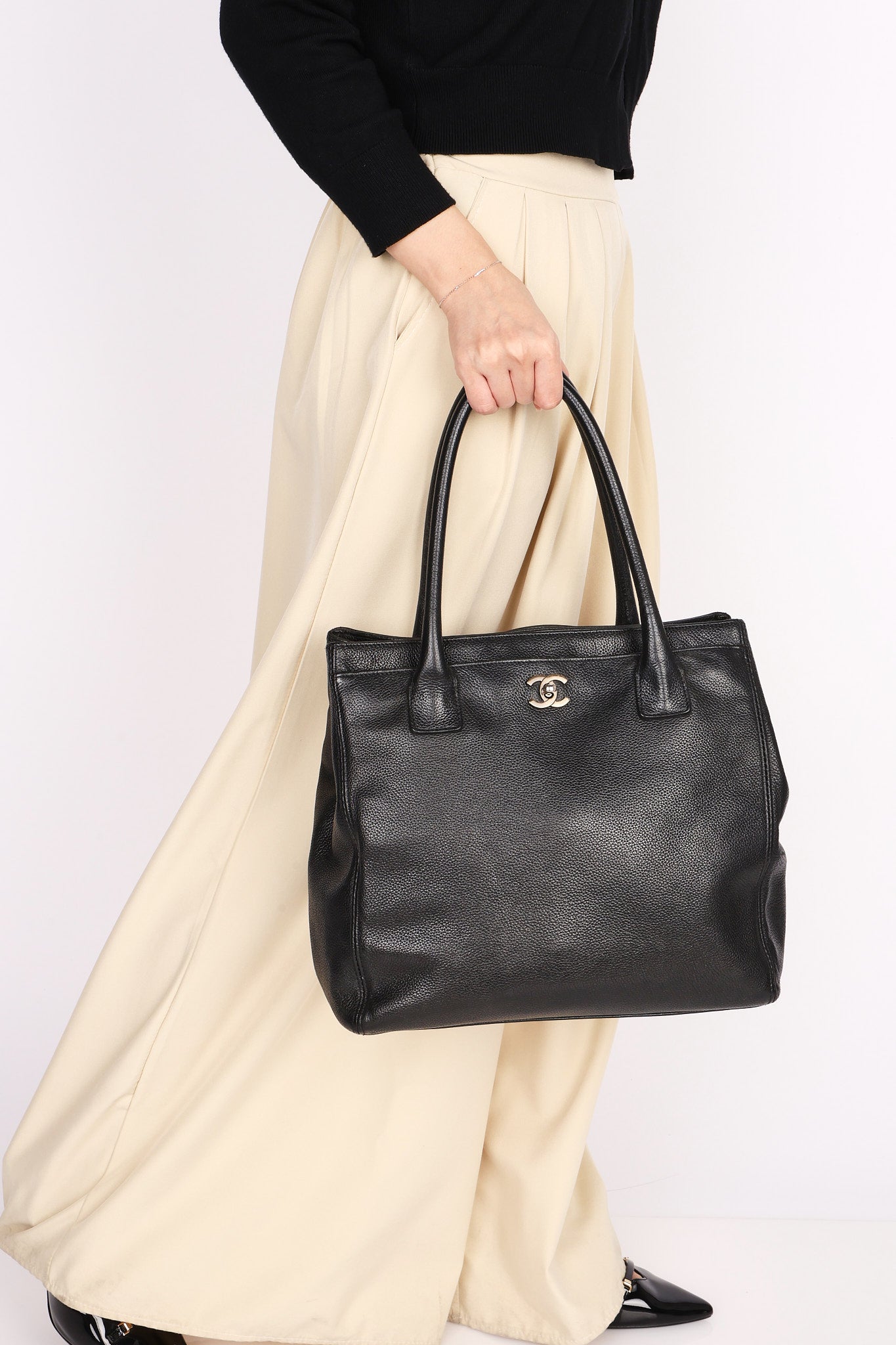 Chanel Tall Cerf Executive Shopping Tote Black Caviar 2001 RHW