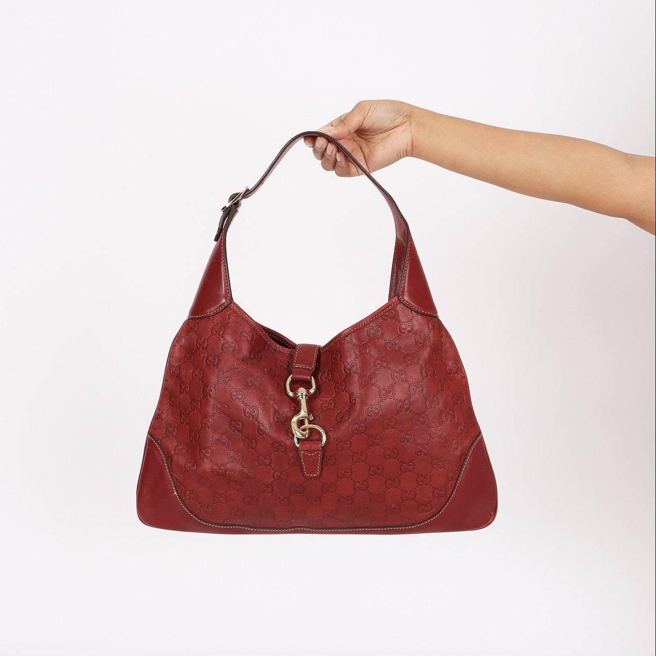Gucci Large Guccissima Jackie O Bag Bordeaux