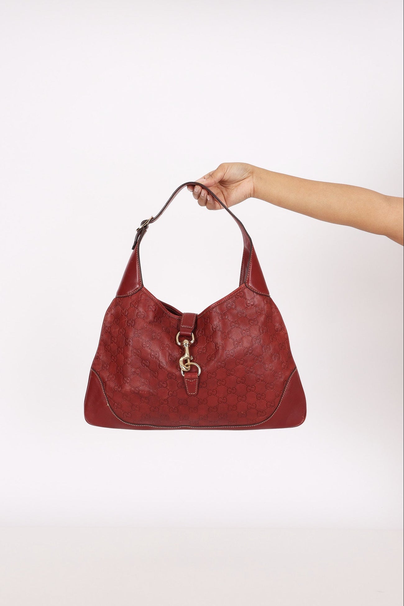 Gucci Large Guccissima Jackie O Bag Bordeaux
