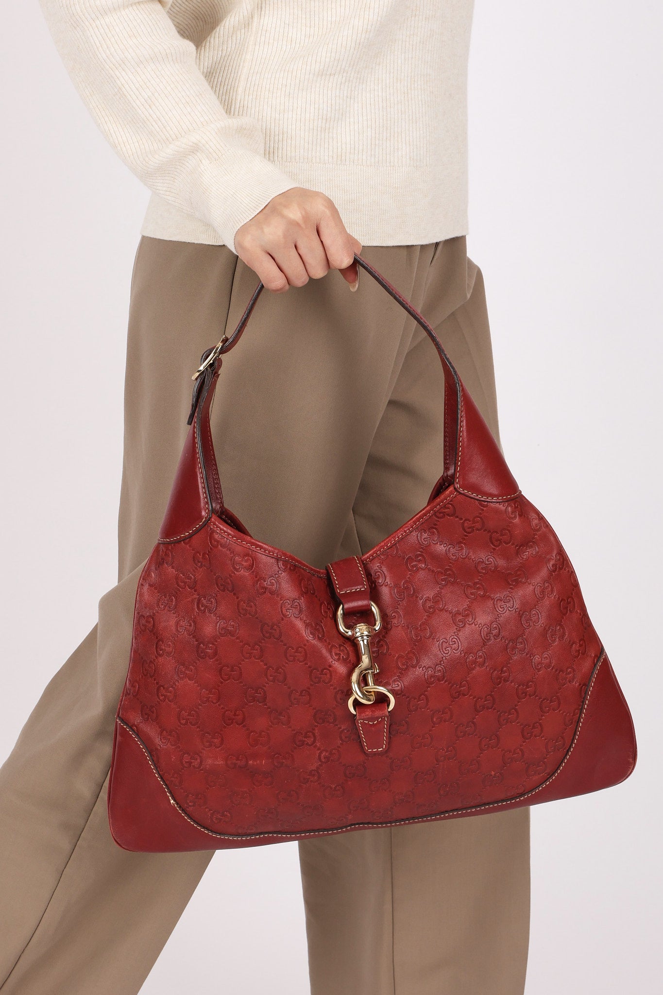 Gucci Large Guccissima Jackie O Bag Bordeaux
