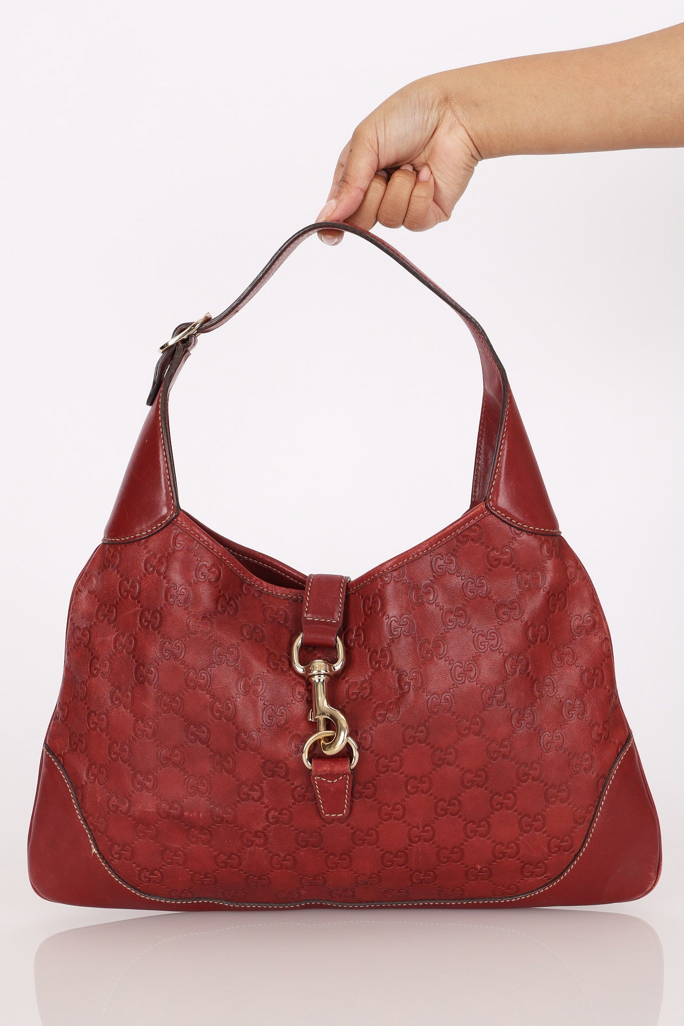 Gucci Large Guccissima Jackie O Bag Bordeaux