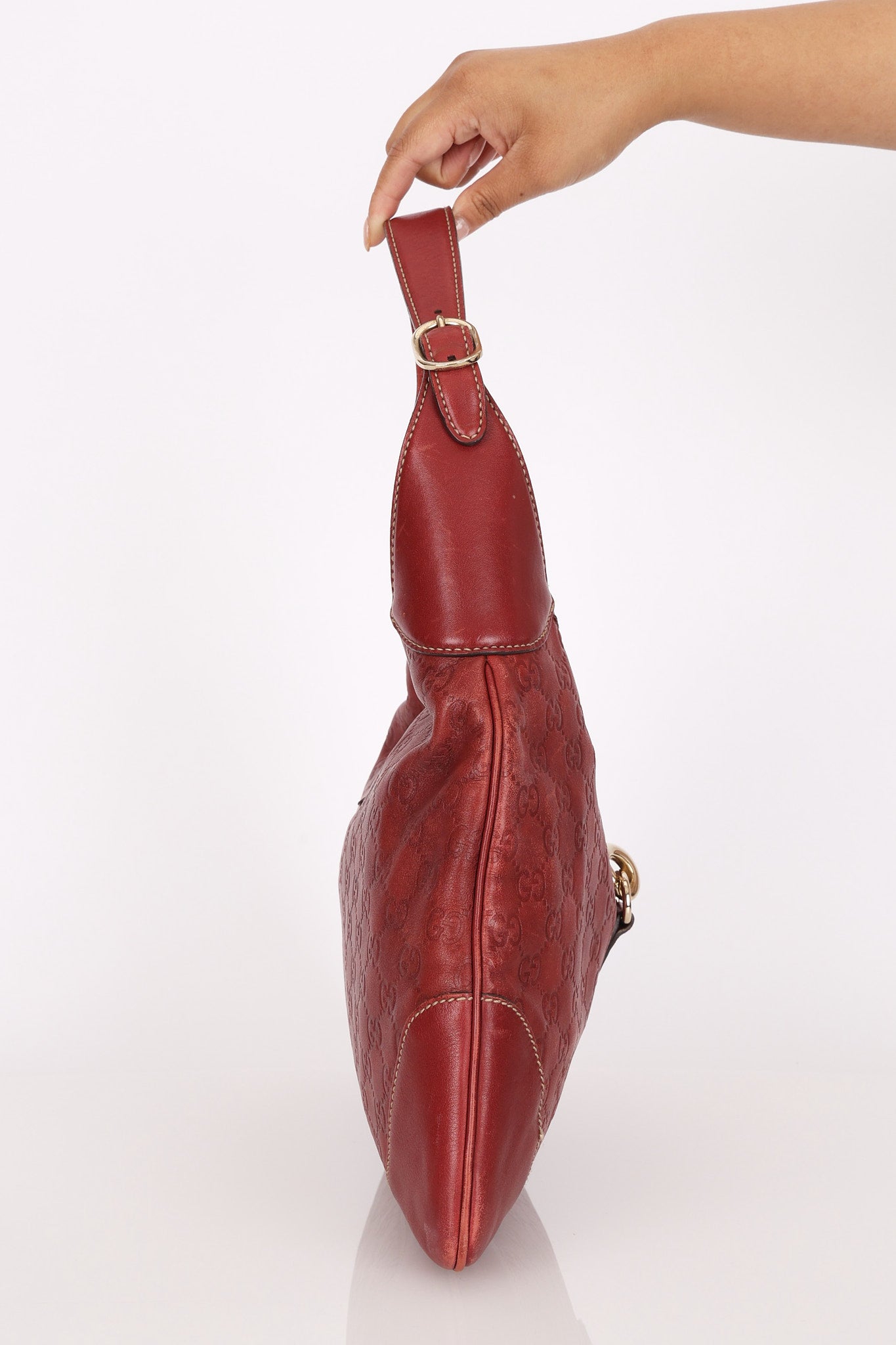 Gucci Large Guccissima Jackie O Bag Bordeaux