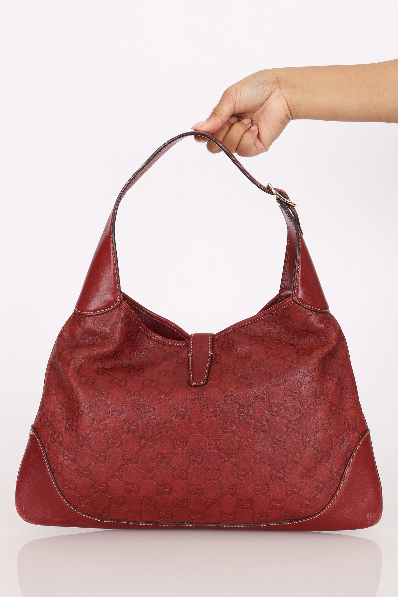 Gucci Large Guccissima Jackie O Bag Bordeaux