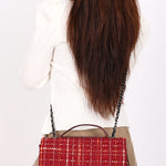 Chanel Airlines Tweed Single Flap Bordeaux Crinkled Calfskin RHW