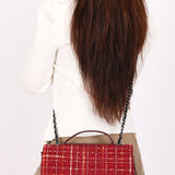 Chanel Airlines Tweed Single Flap Bordeaux Crinkled Calfskin RHW