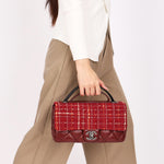 Chanel Airlines Tweed Single Flap Bordeaux Crinkled Calfskin RHW