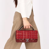 Chanel Airlines Tweed Single Flap Bordeaux Crinkled Calfskin RHW