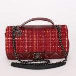Chanel Airlines Tweed Single Flap Bordeaux Crinkled Calfskin RHW