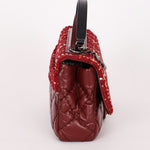 Chanel Airlines Tweed Single Flap Bordeaux Crinkled Calfskin RHW