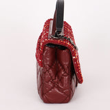 Chanel Airlines Tweed Single Flap Bordeaux Crinkled Calfskin RHW