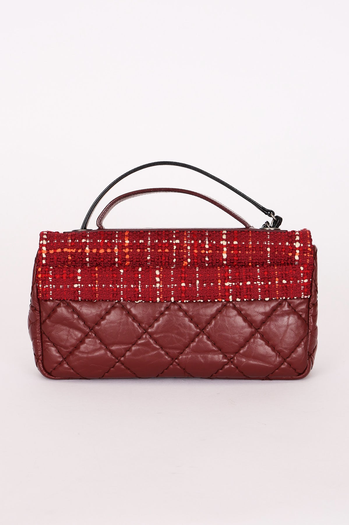 Chanel Airlines Tweed Single Flap Bordeaux Crinkled Calfskin RHW