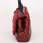 Chanel Airlines Tweed Single Flap Bordeaux Crinkled Calfskin RHW