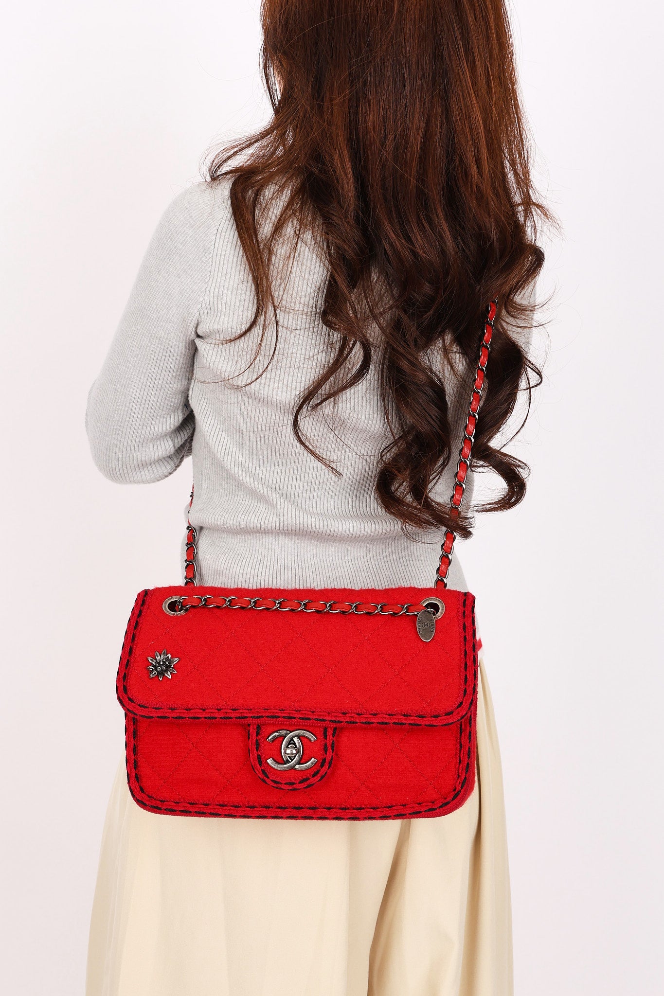 Chanel Paris-Salzburg Medium Single Flap Red Wool 2015 RHW