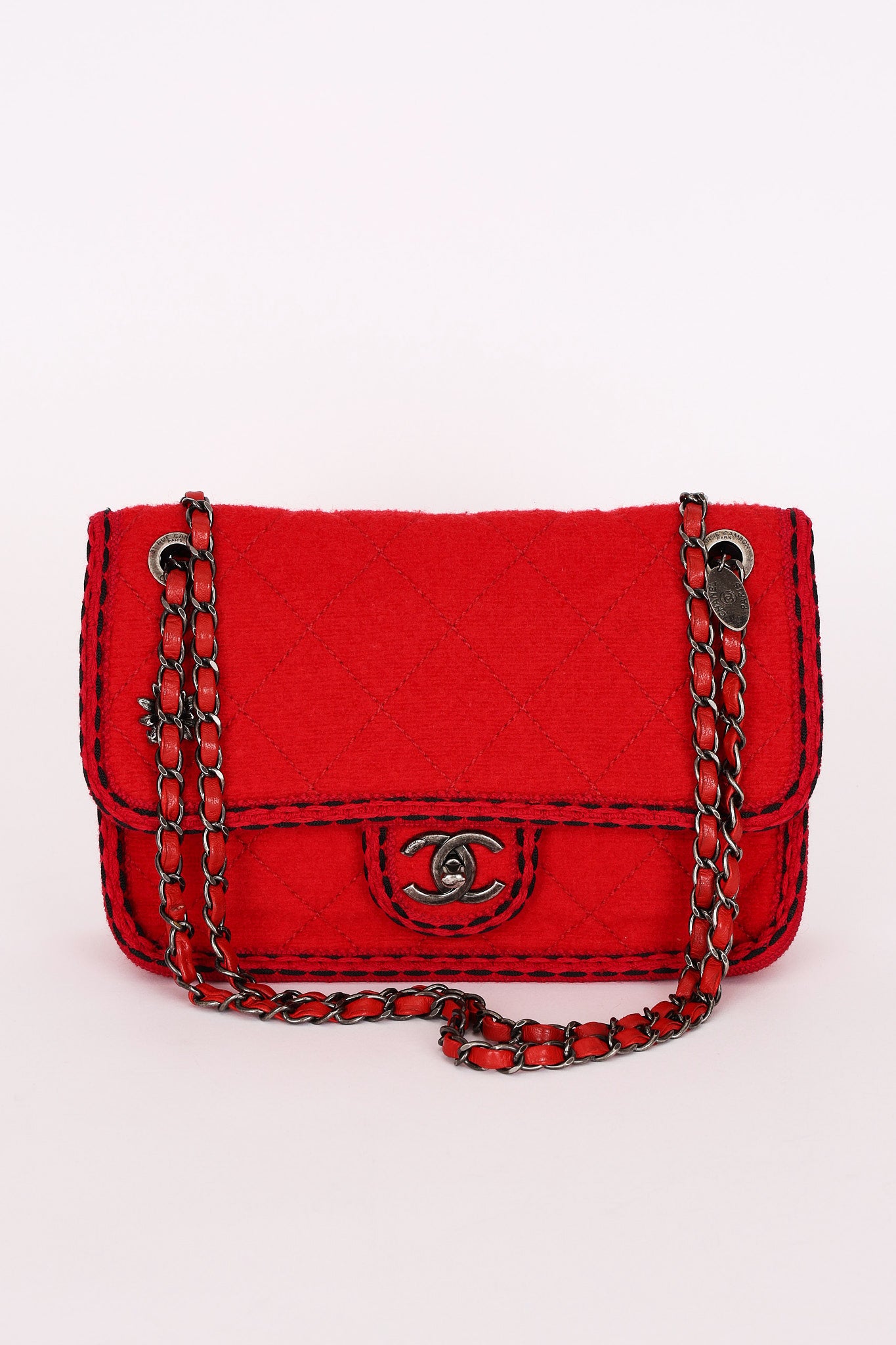 Chanel Paris-Salzburg Medium Single Flap Red Wool 2015 RHW