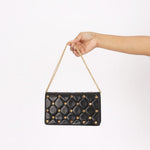 Chanel Gold Studded Clutch with Chain Black Lambskin GHW