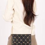 Chanel Gold Studded Clutch with Chain Black Lambskin GHW