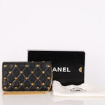 Chanel Gold Studded Clutch with Chain Black Lambskin GHW