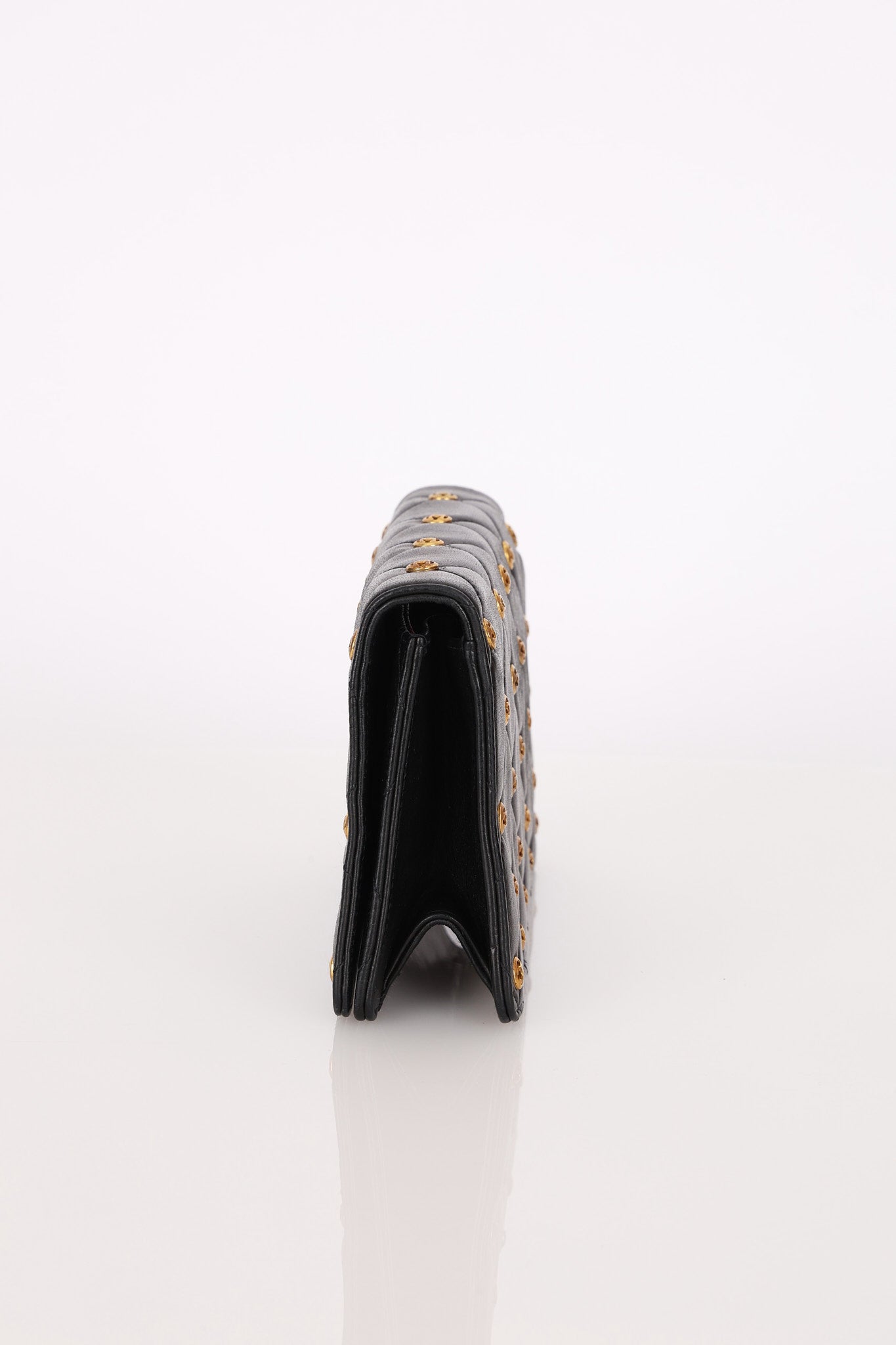 Chanel Gold Studded Clutch with Chain Black Lambskin GHW