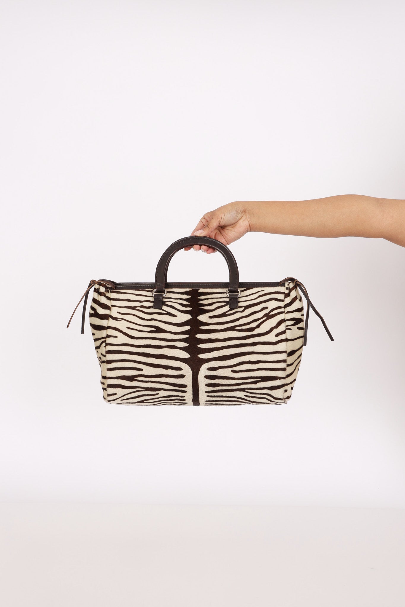Prada Zebra Print Ponyhair Top Handle Tote