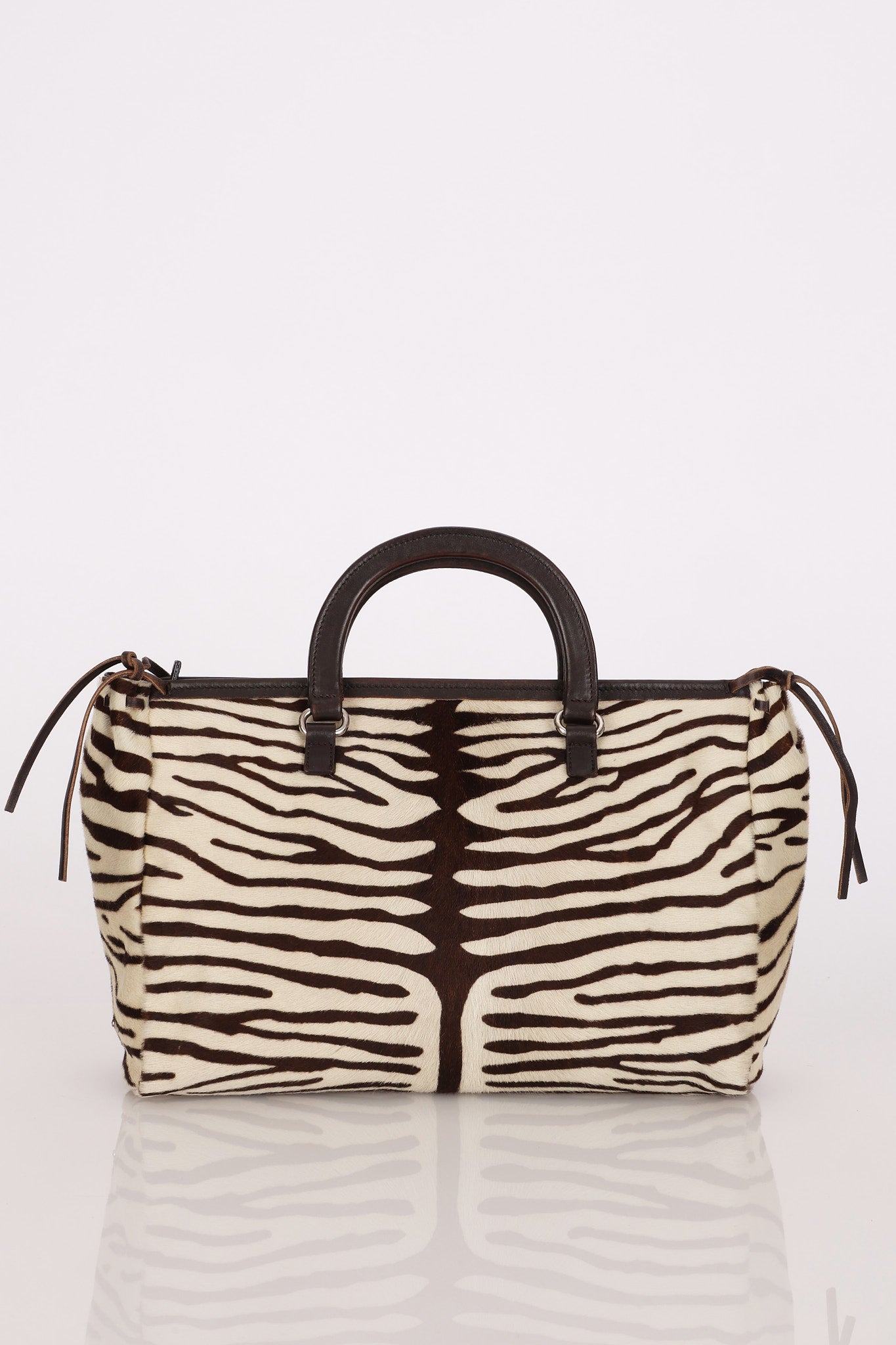 Prada Zebra Print Ponyhair Top Handle Tote