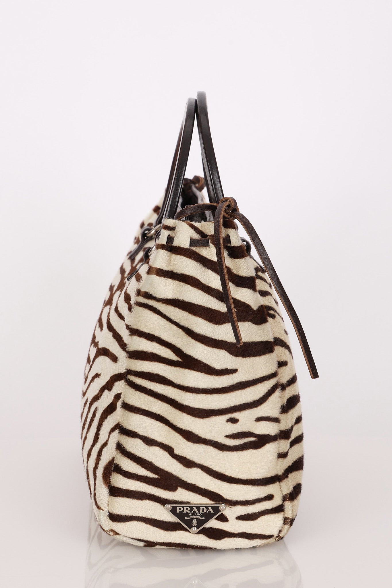 Prada Zebra Print Ponyhair Top Handle Tote