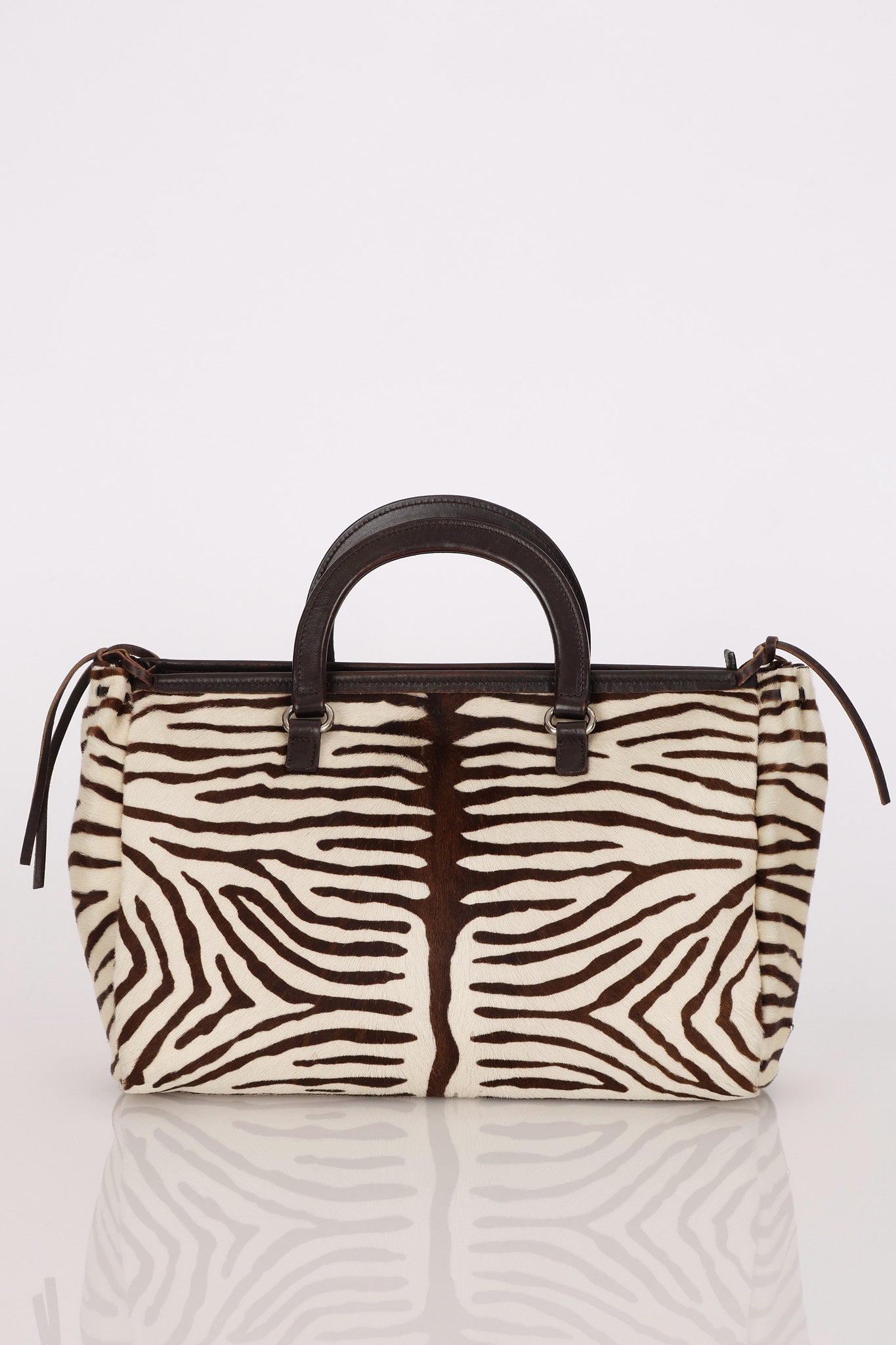 Prada Zebra Print Ponyhair Top Handle Tote