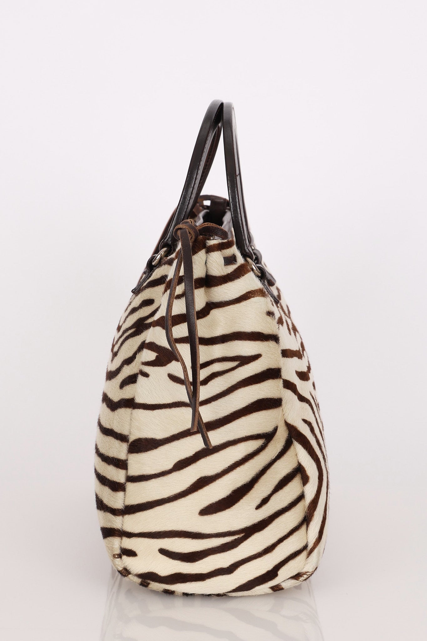 Prada Zebra Print Ponyhair Top Handle Tote