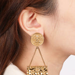 Chanel Gold Flap Clip-On Earrings