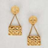 Chanel Gold Flap Clip-On Earrings