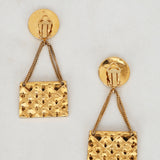 Chanel Gold Flap Clip-On Earrings