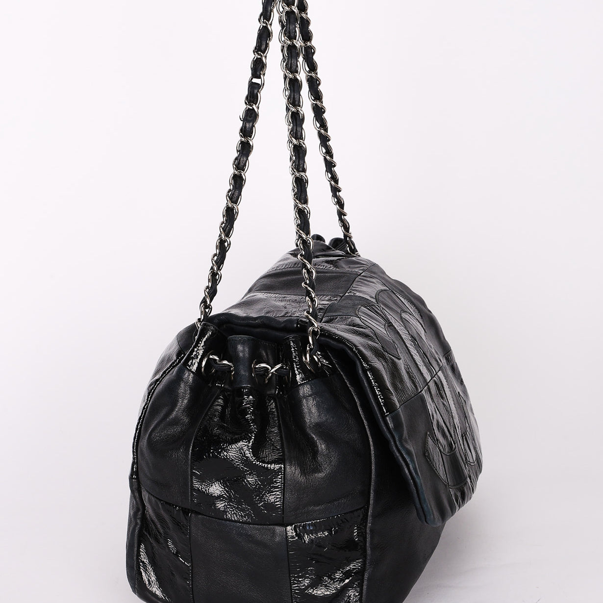 Chanel Brooklyn Accordion Flap Black Lambskin and Patent 2007 SHW