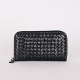 Bottega Veneta (Snakeskin) Intrecciato Long Wallet Navy