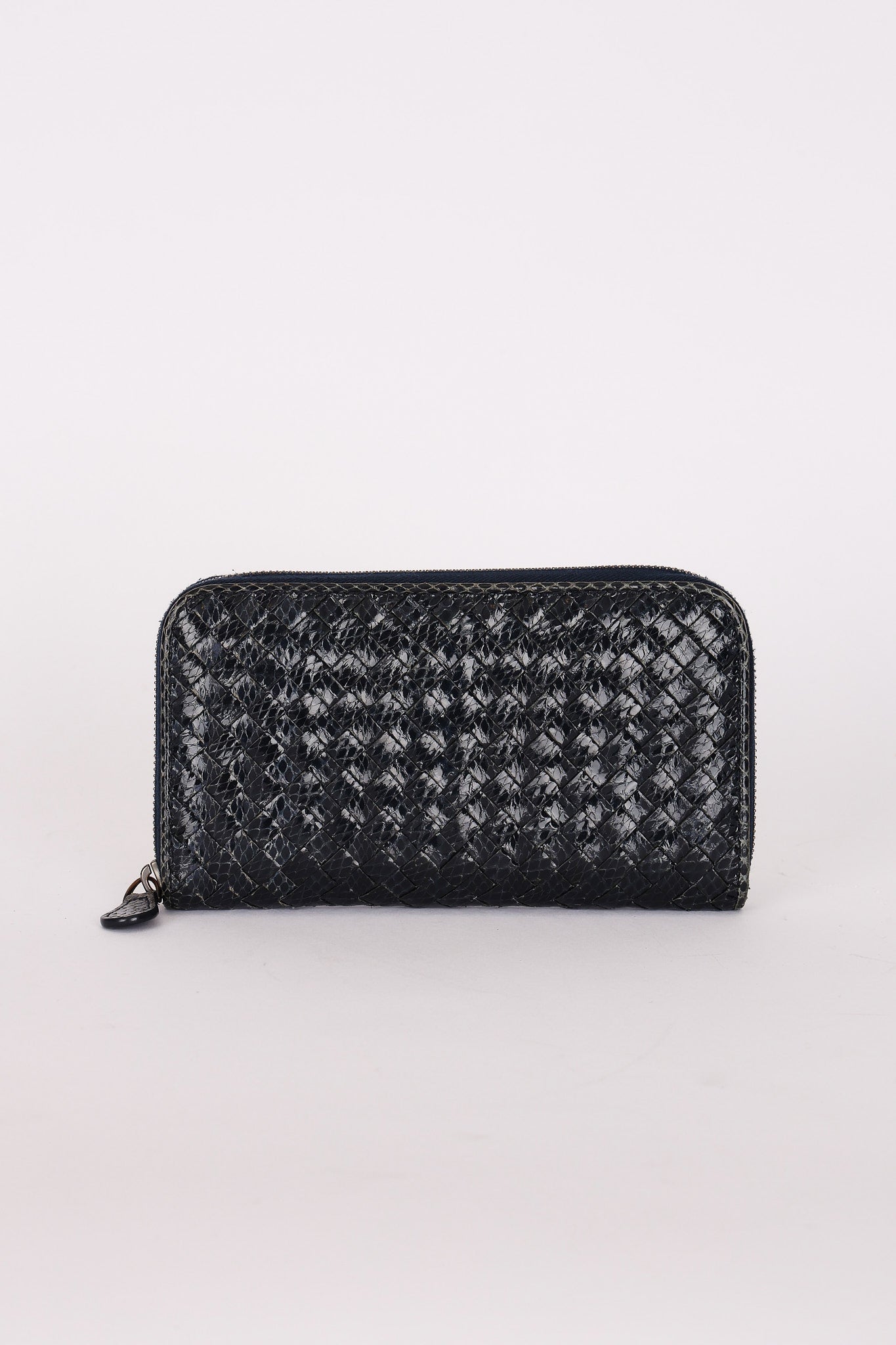 Bottega Veneta (Snakeskin) Intrecciato Long Wallet Navy