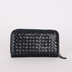 Bottega Veneta (Snakeskin) Intrecciato Long Wallet Navy