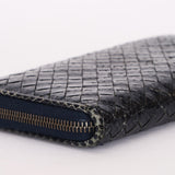 Bottega Veneta (Snakeskin) Intrecciato Long Wallet Navy
